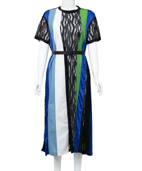 Stripe Lace Panel Dress